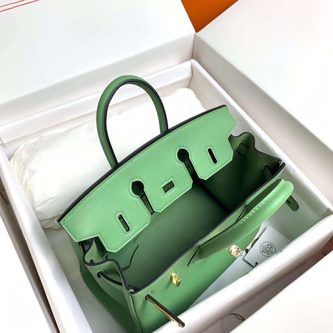 Hermes Birkin 25CM Swift Leather Handbag Apple Green